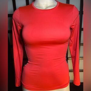 Women’s Small Coral Red Pullover | Workout Top | Long Sleeve